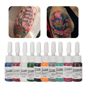 10 st/set tatuering bläck 5 ml pigmentuppsättning tatuering kit professionell skönhet makeup tatuering leveranser semi-permanent kroppskonst 240108