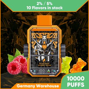 Kit di sigarette elettroniche usa e getta originali da 10000 soffi Vape Pen Dispositivo pod preriempito Eliquid da 14 ml 2% 5% Mesh Coil Vapers Alimentazione e display a LED E-liquid Germania Spedizione