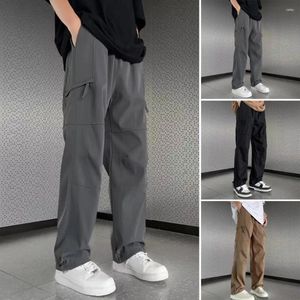 Erkekler Pantolon Gevşek Fit Erkekler Sokak Giyim Geniş Bacak Çok Cepleri ile Günlük Konfor Stili için Yumuşak Nefes Alabaş Kumaş