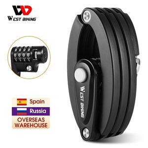 WEST BIKING Bici pieghevole Password Lock Antifurto Catena Cavo Lucchetto Porta moto Sicurezza Serrature portatili Accessori per biciclette 240106