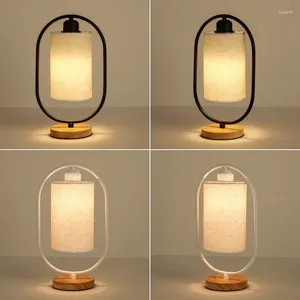 Table Lamps European-style Creative Chinese-style Retro Fabric Wooden Bedroom Study Bedside Lamp Decoration Home Lighting LB100902