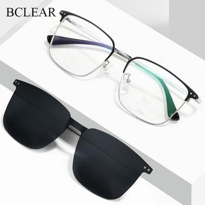 Sunglasses Bclear Fashion Optical Spectacle Frame Men with Clip on Sunglasses Polarized Magnetic Glasses for Male Prescription Eyeglasses