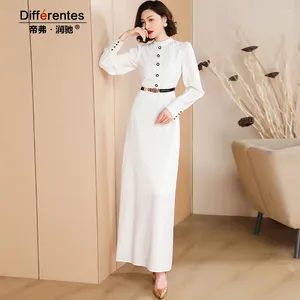 Casual Dresses Office Lady Autumn Long Sleeve Dress For Women Button Quality White Fashion Trends Maxi Ball Down At Work