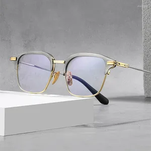Güneş Gözlüğü Çerçeveleri Saf Titanyum Kare Gözlük Erkekler İçin Çerçeve Kadınlar Vintage Marka Tasarımı Optik Gözlük Kaşları Büyük Boy Miyopya Gözlük
