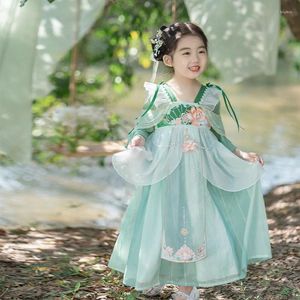 Flickaklänningar 2024 klänning för elegant fest cosplay kostym barn flickor broderi han kinesiska kläder barn lyxig gala