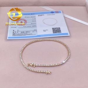 힙합 보석 Moissanite 2mm 10K/14K VVS 다이아몬드 패션 테니스 체인 목걸이 팔찌