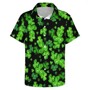 Mäns avslappnade skjortor St Patrick's Day Patrick Irish Lucky Shamrocks Hawaii Shirt Korta ärmar Stylish Bluses Män stor storlek