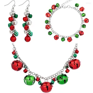 Necklace Earrings Set Christmas Jewelry For Women Bell Bracelet Pendant Dangle Drop