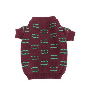 Designer Cane Vino Rosso Maglione Autunno/Inverno Verde Lettera Logo Maglione per animali domestici Schnauzer West Highland Bulldog francese Barboncino Gatto Puro cotone Comodo pullover caldo