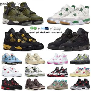 4 4S basketskor för män Kvinnor Sneakers Medium Olive Black Cat Thunder Pine Green Sail Infrared Union x Guava Neon White Pink Designer