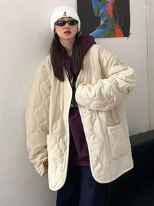 Damen Trenchcoats Koreanische Vintage Feste Warme Winterjacke Frauen Einfache Freizeit Kurze Parkas Cord Mantel Famale Lose Verdicken