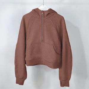 Mergulho meio zip hoodie das mulheres yoga terno designer moletom com capuz senhoras ginásio esportes ao ar livre jogging com capuz grosso