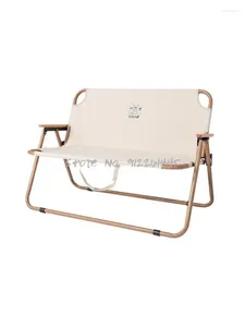 Camp Furniture Outdoor Foldable Double Chair Portable Leisure Backrest Aluminum Alloy Camping Beach