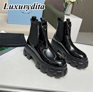 High quality designer womens long boots luxury thick sole high heel leg Martin boots fashion leather over ankle boots over knee socks boot triangle heel YMPR 0072