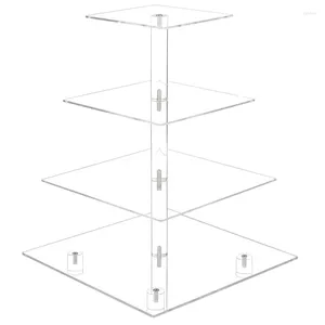 Bakeware Tools 4 Tier Cupcake Stand Acrylic Display Dessert Servering Towers With LED Light for Weddings