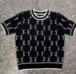 Varumärkesdesigner Kvinnors tröja Knit Tees Letter Mönster Casual Printning T Shirt Pullover Kort ärm Sweatshirt