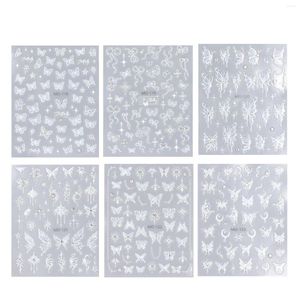 Nail Gel Butterfly Rhinestone Stickers 6 Sheet Art Holographic Self Adhesive Hollow Out