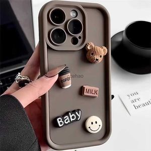 Cell Phone Cases Cute coffee bear pattern silicone case for iPhone 15 14 13 12 11 Pro Max Plus shockproof soft phone case for iPhone XR XS MaxL240105