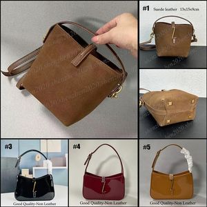 Borsa a secchiello in pelle scamosciata da donna alla moda 2Styles e borsetta a tracolla lucida per cosmetici