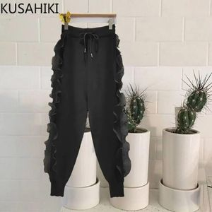 Capris Kusahiki 2022 New Bantkem Bants Korean Ruffle Patch Broulds Long Lond