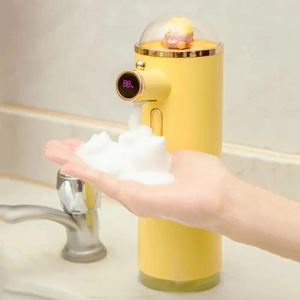 300ml Sarı Ördek Otomatik Sabun Dispenser Şarj Edilebilir Köpük Sevimli Karikatür Dokunsuz El dezenfektan Şişe Abs Kid Banyo 240108