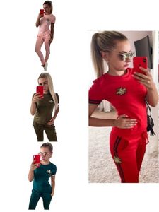 Women Designer Two Piece Set Bee Print Pant Suit Fashion Jogging Sweatpants Sporting Tracksude Overalls flera färgutkläder