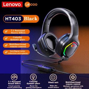 Hörlurar Lenovo Lecoo HT403 Wire Gaming Headset Overear Hörlurar Buller Avbrytande hörlurar för mobiltelefon PC -dator PS4 PS5