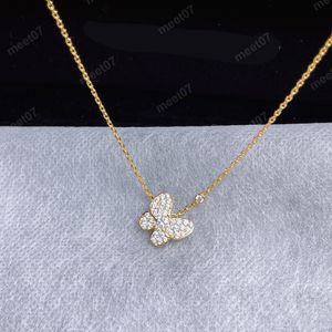 Het klassisk diamant Dainty Butterfly Designer Choker Halsband 14K Guldpläterade söta halsband
