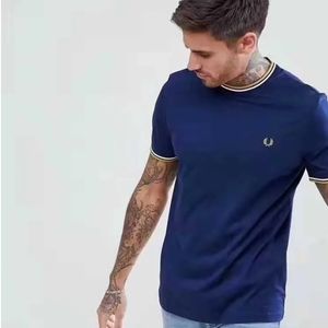 2023 Designer FRED PERRY Wheat Ear Round Neck Summer T-shirt Pure Cotton New College Style Fashion Simple Fit Underlay Compagnie Cp Polo Shirt M4K9 E66G