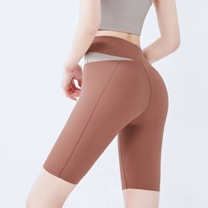 Jogger Fitness Sport Hohe Taille Pfirsich Hüfte Heben Hosen Gym Yoga Enge Kreuz Fünf-punkt Kurze Leggings Knie-länge