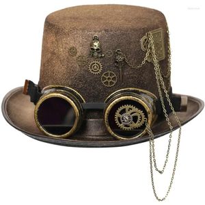 Berets Steampunk Top Hat With Goggles Halloween Bowler Gay Carnival