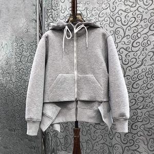 Frauen Jacken Mit Kapuze Mantel 2024 Herbst Winter Oberbekleidung Frauen Tasche Patchwork Langarm Casual Grau Dunkelblau Bomber