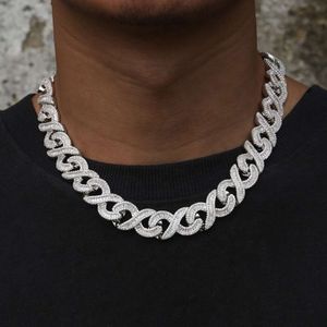 Ice Out personalizzato Nuovo set di scalette infinite da 16 mm a 8 linee Cubic Zirconia Catena a maglie cubane alla moda con fascino hip-hop per uomo e donna