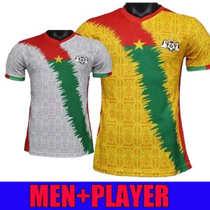 24 25 Burkina Fasoナショナルチームファンプレーヤーサッカージャージトロールアジズキタプソバホームと白い黄色のサッカーシャツ半袖ユニフォーム