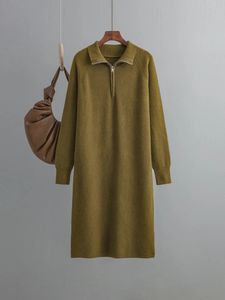 Abiti eleganti da donna Autunno Inverno Abito lavorato a maglia a maniche lunghe Abito vintage in maglia coreano ALLENTATO solido 240106