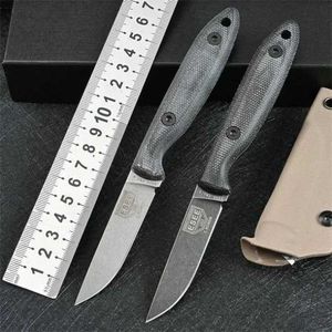 Knife Esee Stonewashed DC53 Steel Fixed Blade Outdoor Survival Hunting KnifeEDC Tactical Military Gear Gift Kydexシース