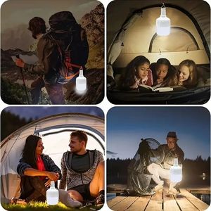 Lampadina LED dimmerabile, 5 modalità di illuminazione Luce da tenda sospesa ricaricabile tramite USB, Lampadina esterna di emergenza portatile per campeggio/giardino/barbecue/interruzione