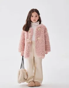 Giubbotti Ragazza Cappotti 2024 Inverno Coreano Stile di moda Tuta sportiva Bambino Solido Pesante Duffle Coa Cappotto di pelliccia Abbigliamento per bambini Top a manica lunga