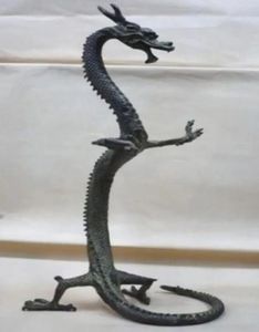 Crafts exquisite bronze Chinese dragon statue Figures 17"Height