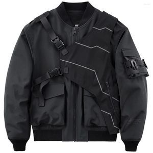 Herrjackor Punk Hip Hop Spring Autumn Tactical Bomber Jacket Män Funktionell last Trendig avtagbar väst tvådelar Set Techwear