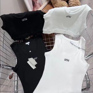 crop top designer embroidery logo tank sexy top summer short slim navel exposed outfit elastic sports knitted tanks summer