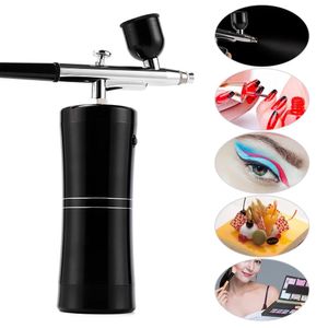 Spazzole Kit compressore aerografo ricaricabile Pistola spruzzatore aerografo Pistola ad acqua Ossigeno Idratazione profonda Hine per Nail Art Tattoo Cake Makeup