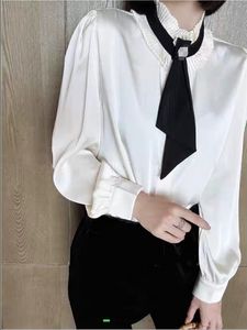 Chan Brand Clothes Women's Bluses Shirts Tie Shirt Designer Women's Cardigan Högkvalitativ stickad tröja Kvinnor Kläder Moderskap Toppar Birthday Present Simbakids