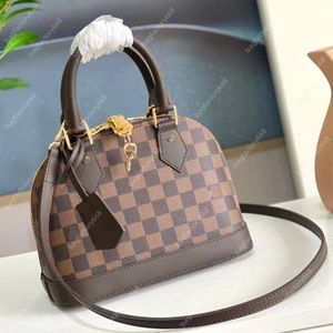 10A top designer bag handbag high quality Fashion Totes 25cm Canvas crossbody bag bags for women bowling leather shoulder bag with box Zipper Small Brown Luxury Bag