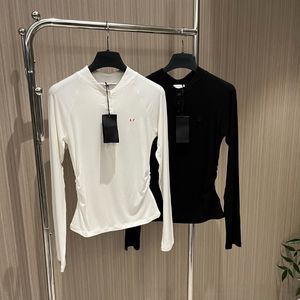 女性Tシャツ長袖ゴルフウェアスリムフィットニットファッションVネック刺繍トップス