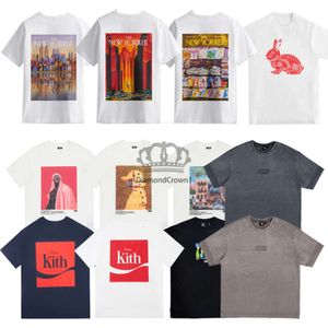 Projektant Kith T Shirt Luksusowa marka z krótkim rękawem Rap Classic Hop Male Singer Wrld Tokyo Shibuya Retro Street Fashion Mashing T-shirt