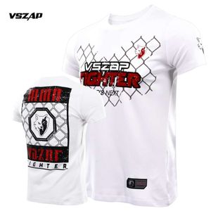 VSZAP Octagonal Cage Thai Fighter MMA Summer Boxing Training Short Sleeve Judo Fighting 3D Printing Breathable Sports