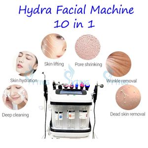 Professionell hydra ansiktsmikrodermabrasion maskin 10 i 1 auqa skal ansiktsvård hud djupt rengöring svart huvud borttagning