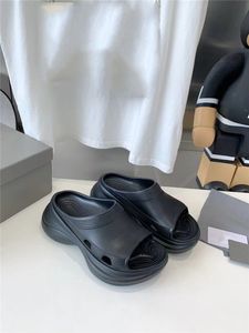 Designer Luxury Women's Chunky Slide Sandal In Black Platform Slide Sandal Shoe Mules Sandals Sandal With Box