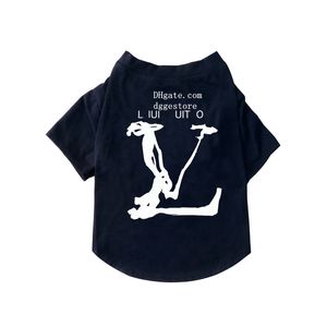 Designer-Hundekleidung, Marken-Hundebekleidung, klassisches Buchstabenmuster, Sommer-Hunde-T-Shirt aus Baumwolle, atmungsaktiv, bedruckte Welpen-Shirts, Hunde-Sweatshirt für kleine Hunde, Marineblau A602